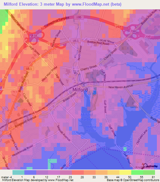 Milford,US Elevation Map