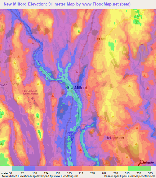 New Milford,US Elevation Map