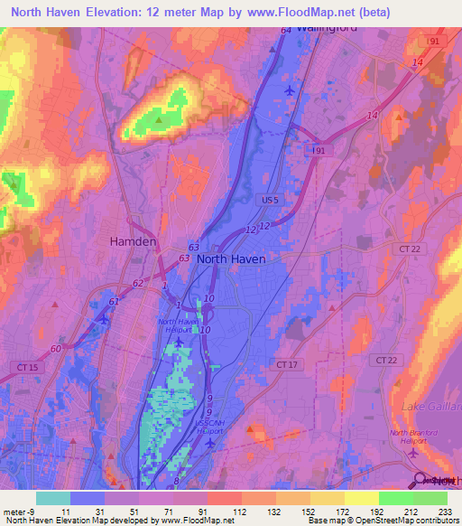 North Haven,US Elevation Map