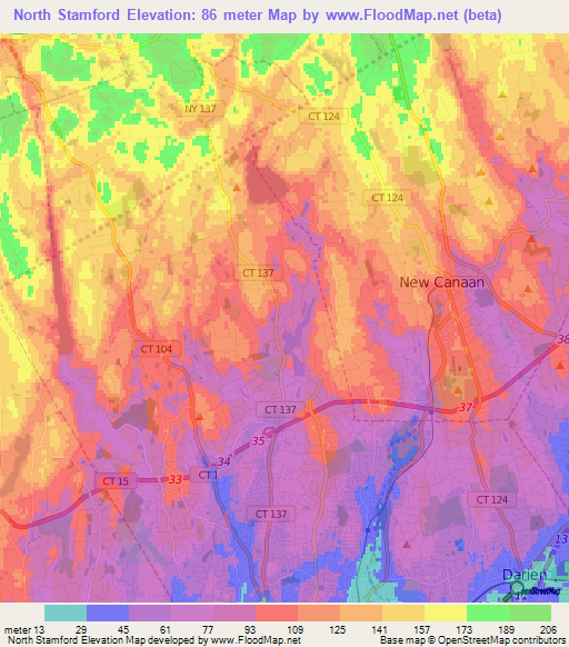 North Stamford,US Elevation Map