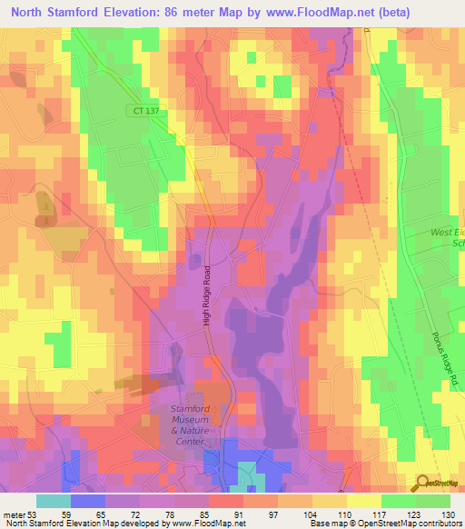 North Stamford,US Elevation Map