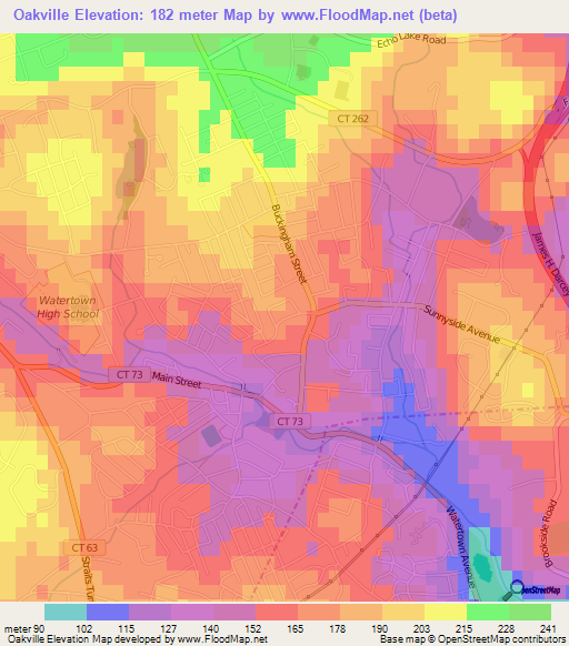 Oakville,US Elevation Map