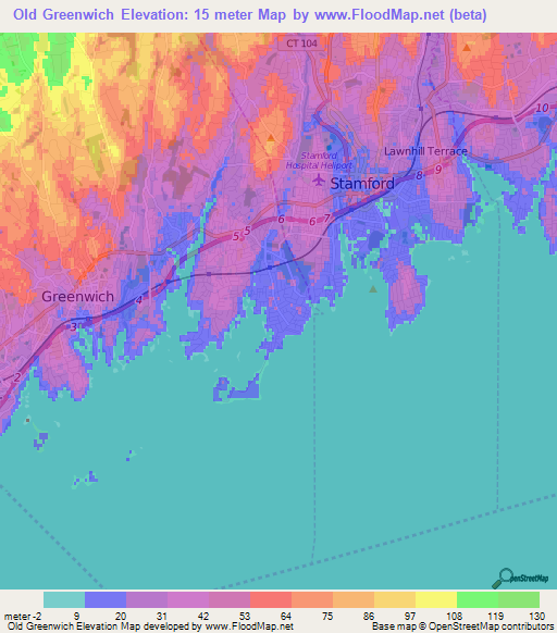 Old Greenwich,US Elevation Map