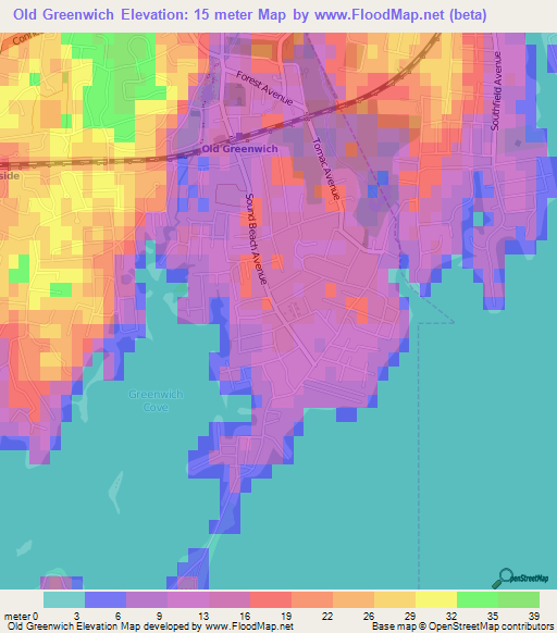Old Greenwich,US Elevation Map