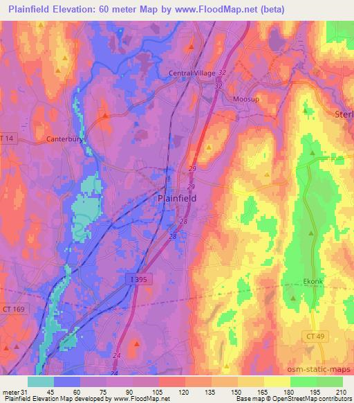 Plainfield,US Elevation Map