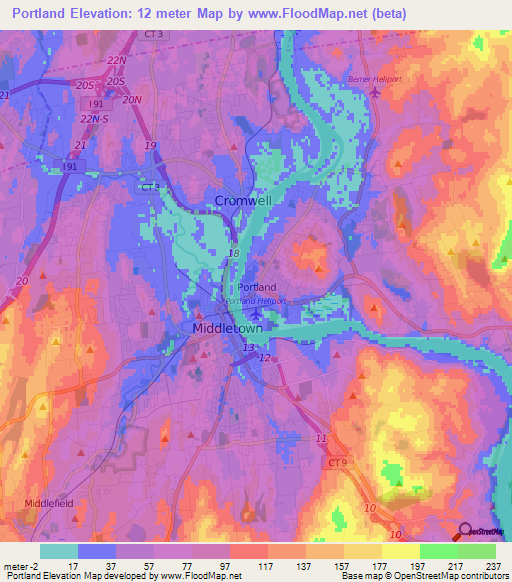 Portland,US Elevation Map