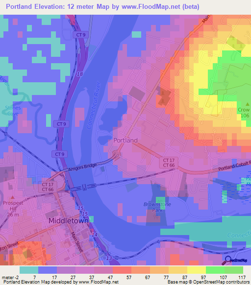 Portland,US Elevation Map