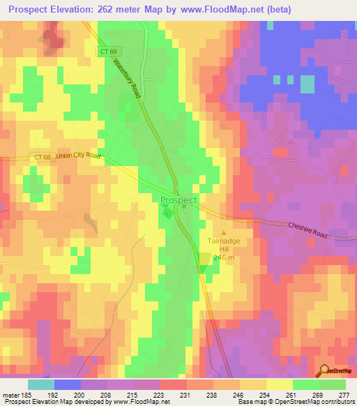 Prospect,US Elevation Map