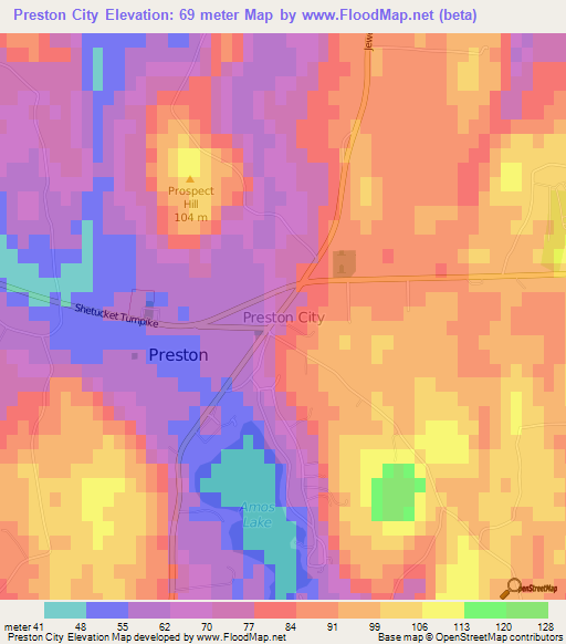 Preston City,US Elevation Map