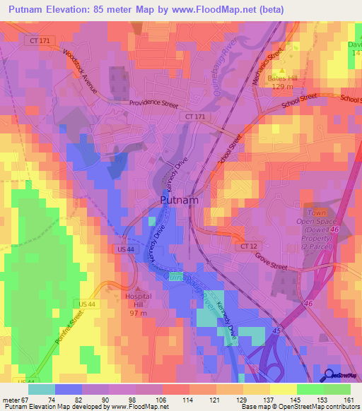 Putnam,US Elevation Map