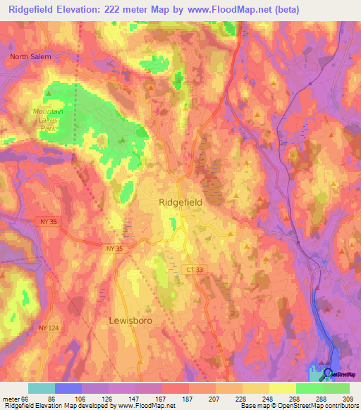 Ridgefield,US Elevation Map