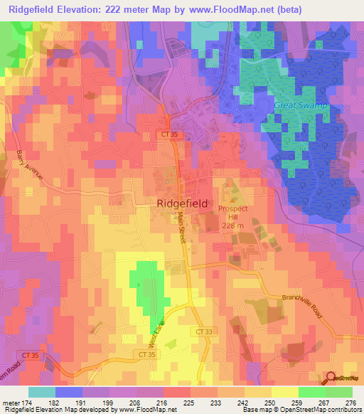 Ridgefield,US Elevation Map