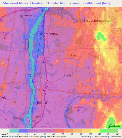 Sherwood Manor,US Elevation Map
