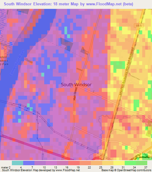 South Windsor,US Elevation Map