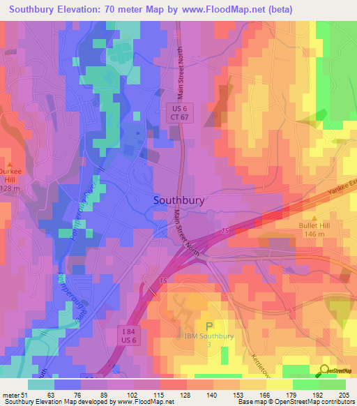 Southbury,US Elevation Map