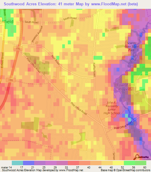 Southwood Acres,US Elevation Map