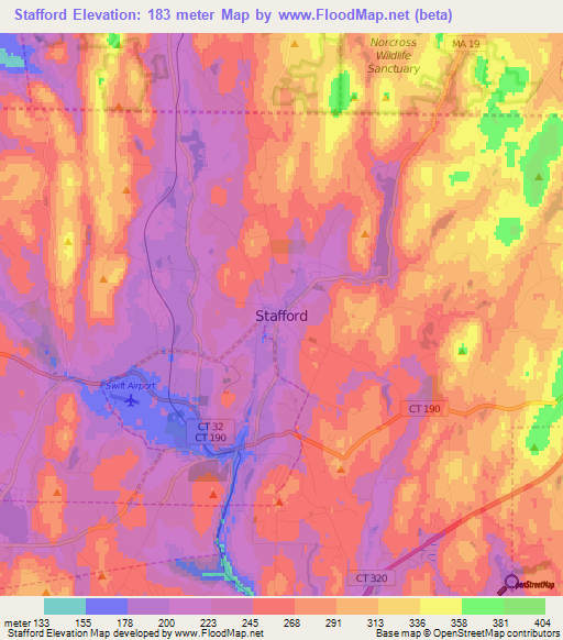 Stafford,US Elevation Map