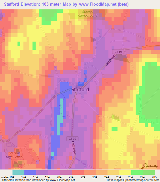 Stafford,US Elevation Map