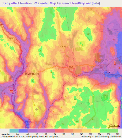 Terryville,US Elevation Map