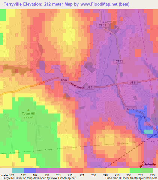 Terryville,US Elevation Map