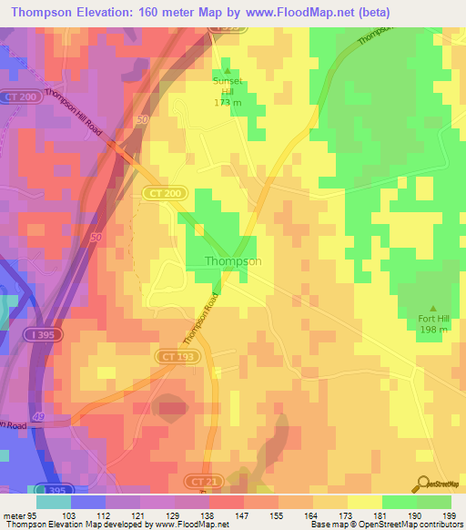 Thompson,US Elevation Map