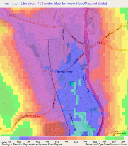 Torrington,US Elevation Map