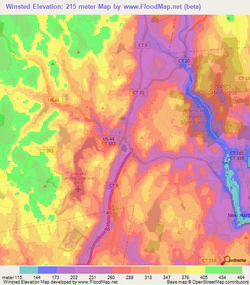 Winsted,US Elevation Map