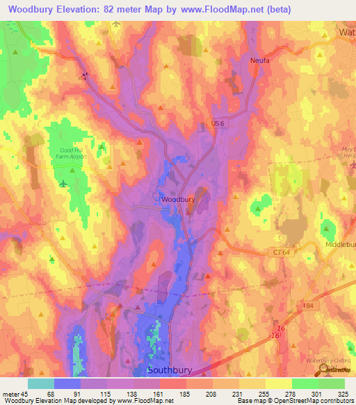 Woodbury,US Elevation Map