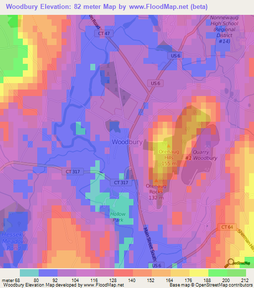 Woodbury,US Elevation Map