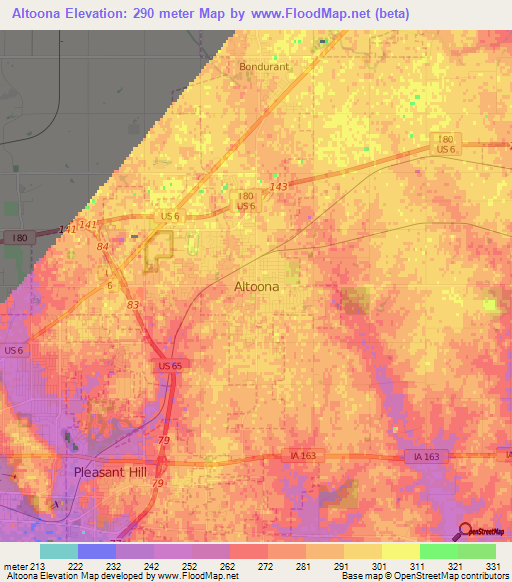 Altoona,US Elevation Map