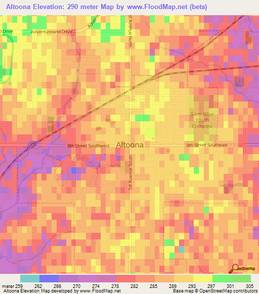 Altoona,US Elevation Map