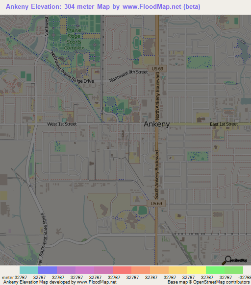 Ankeny,US Elevation Map