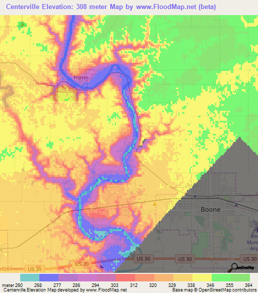 Centerville,US Elevation Map