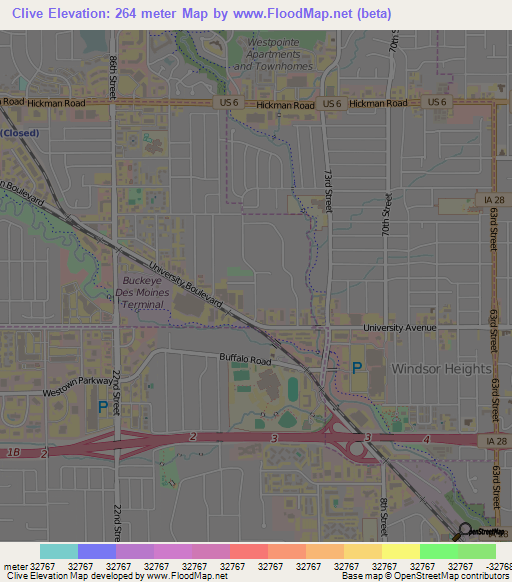 Clive,US Elevation Map