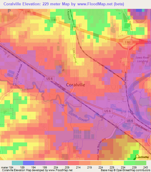 Coralville,US Elevation Map