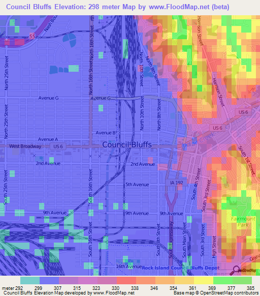 Council Bluffs,US Elevation Map