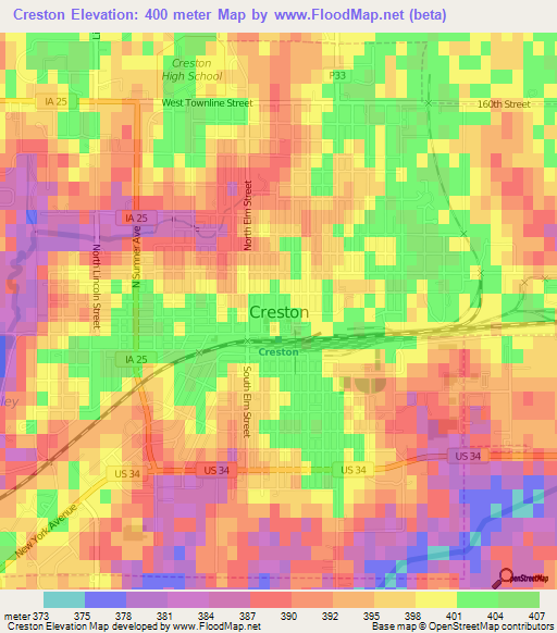 Creston,US Elevation Map