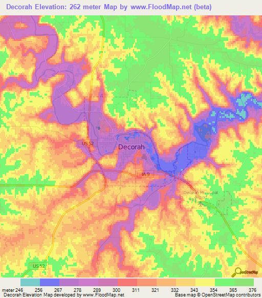 Decorah,US Elevation Map