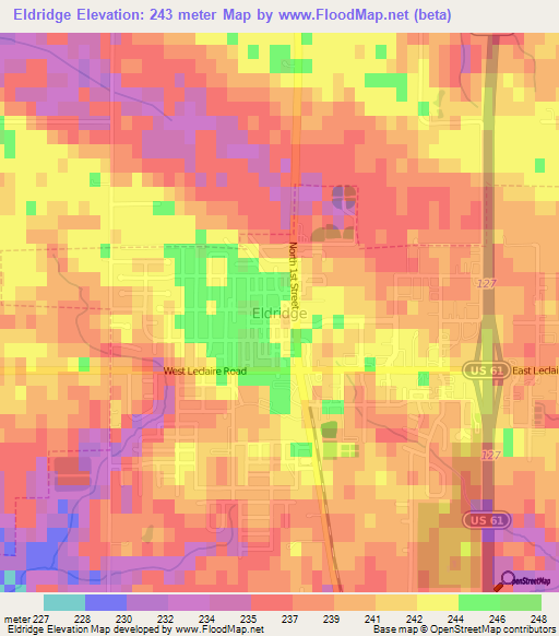 Eldridge,US Elevation Map