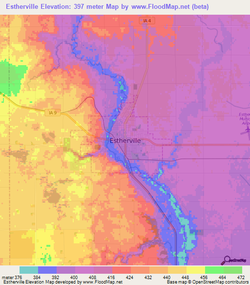 Estherville,US Elevation Map