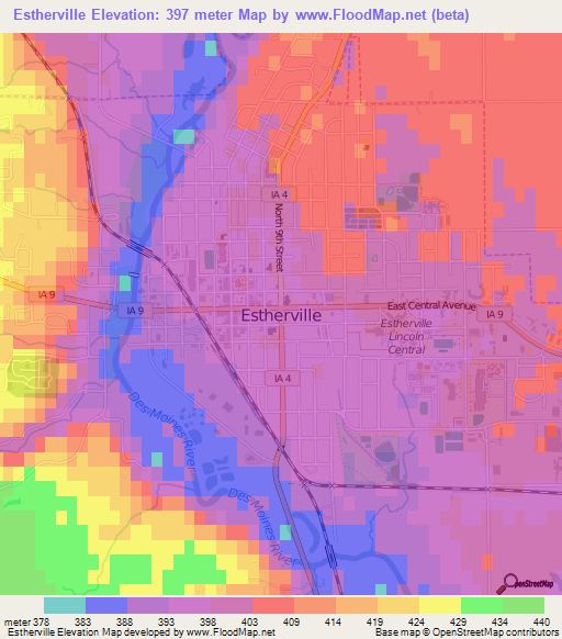 Estherville,US Elevation Map