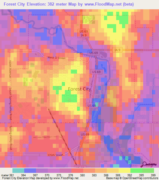 Forest City,US Elevation Map