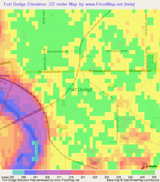 Fort Dodge,US Elevation Map