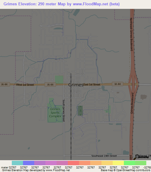 Grimes,US Elevation Map