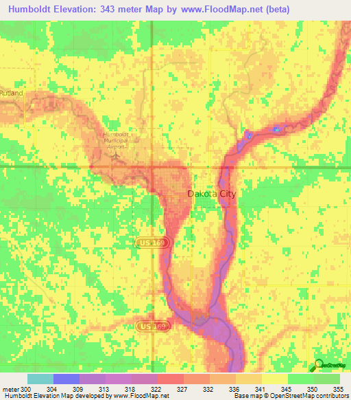 Humboldt,US Elevation Map