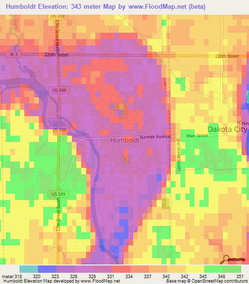 Humboldt,US Elevation Map