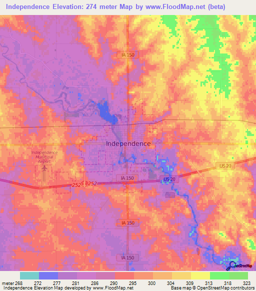 Independence,US Elevation Map