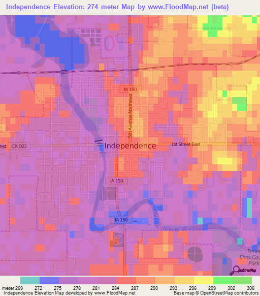 Independence,US Elevation Map