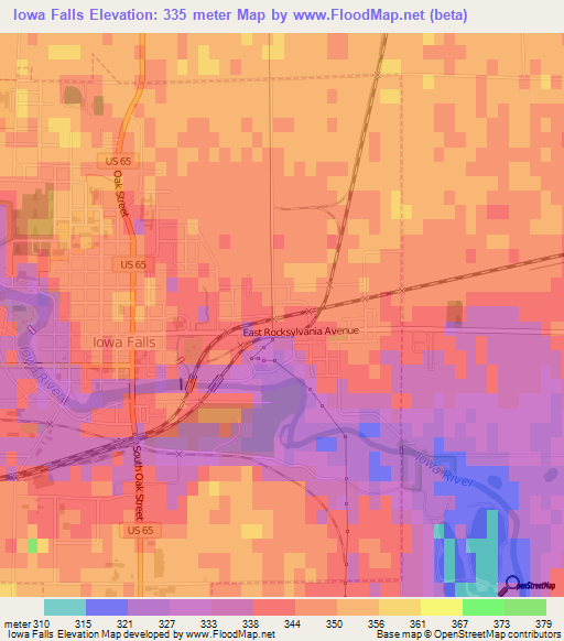 Iowa Falls,US Elevation Map