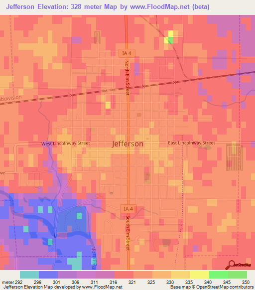 Jefferson,US Elevation Map